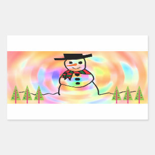 Adesivo Retangular Homem de neve