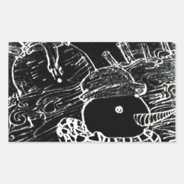 Adesivo Retangular Homem de neve e Yaie no Natal preto