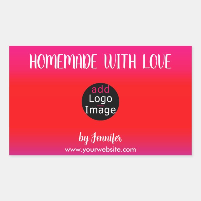 Adesivo Retangular Homemade Com Logotipo Personalizável Profissional  (Frente)