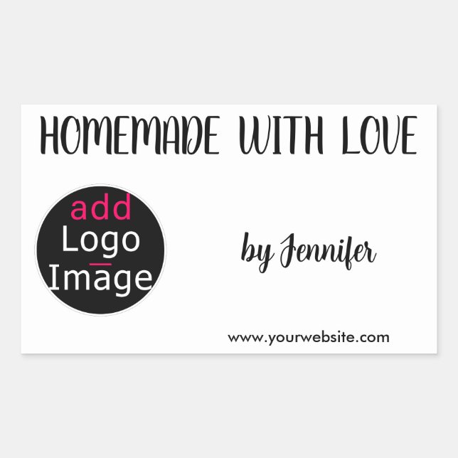Adesivo Retangular Homemade Com Logotipo Personalizável Profissional  (Frente)