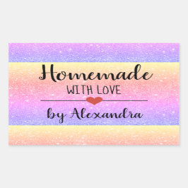 Adesivo Retangular Homemade com o amor do arco-íris relâmpago