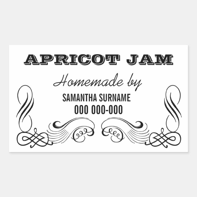 Adesivo Retangular Homemade preserva vinhetas de pote (Frente)