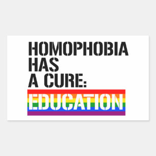 Adesivo Retangular Homofobia tem cura: Educação