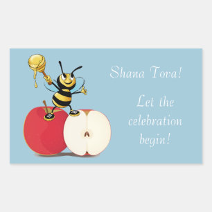 Adesivo Retangular Honeybee Apple Rosh HaShana