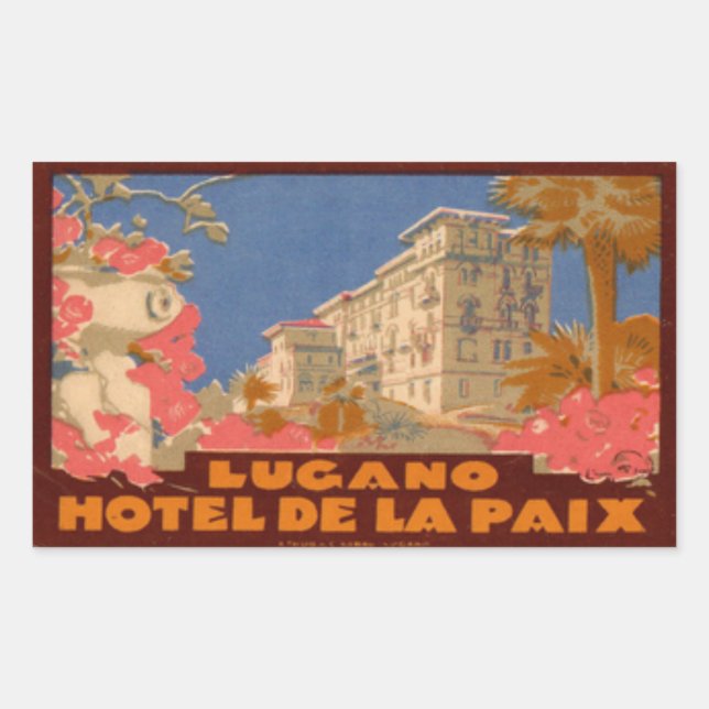 Adesivo Retangular Hotel de la Paix Lugano - Vinheta Retangular (Frente)