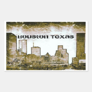 Adesivo Retangular Houston Texas Skyline Stickers
