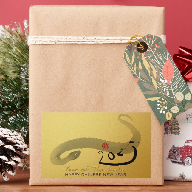 Adesivo Retangular HRS de Ano Novo do Cobra de Pintura Chinês (Feriado)