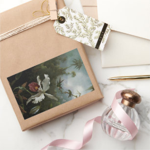 Adesivo Retangular Hummingbird e Orquídea Branca por Martin J. Heade