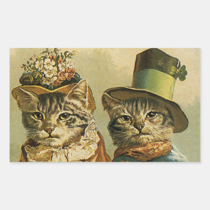 Adesivo Retangular Humor do vintage, gatos do noivo da noiva do
