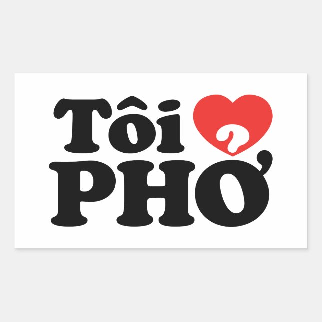 Adesivo Retangular I Heart (Love) Pho (Tôi9PHỞ) Língua vietnamita (Frente)
