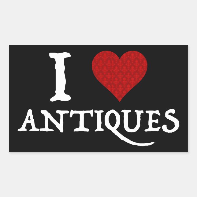 Adesivo Retangular I Love (Heart) Antiques (Frente)