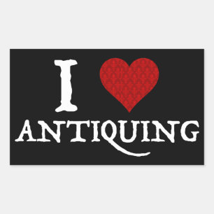 Adesivo Retangular I Love (Heart) Antiquing