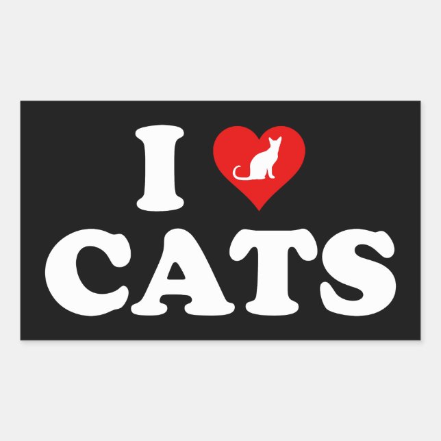 Adesivo Retangular I Love (Heart) Cats (Frente)