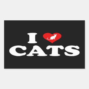 Adesivo Retangular I Love (Heart) Cats