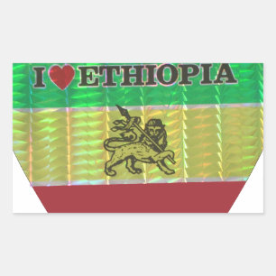 Adesivo Retangular I Love Heart Etiópia: Flag Art Motif