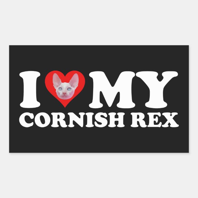 Adesivo Retangular I Love (Heart) My Cornish Rex (Frente)