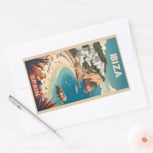 Adesivo Retangular Ibiza, Poster de viagens Espanha