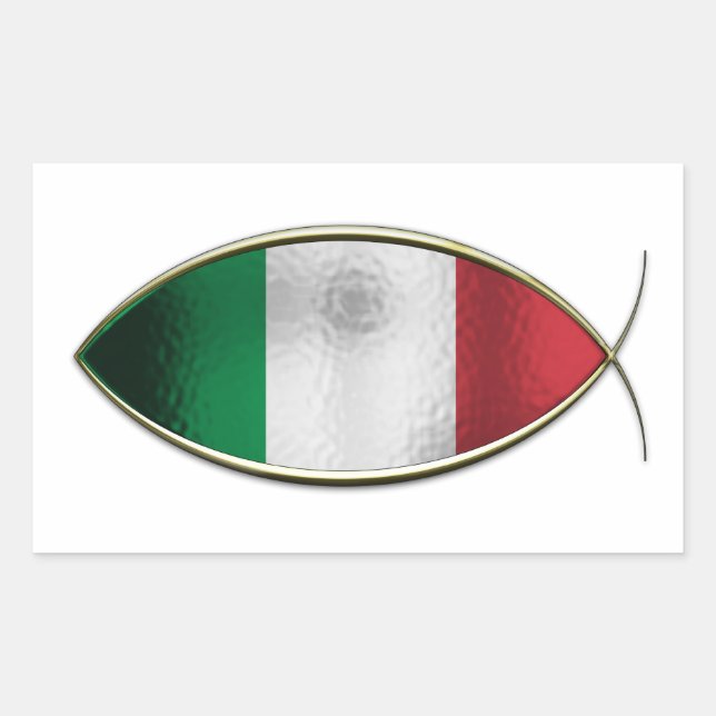 Adesivo Retangular Ichthus - Flag Italiano (Frente)