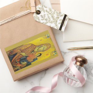 Adesivo Retangular Ícone do Impressão Foto da Virgem Maria