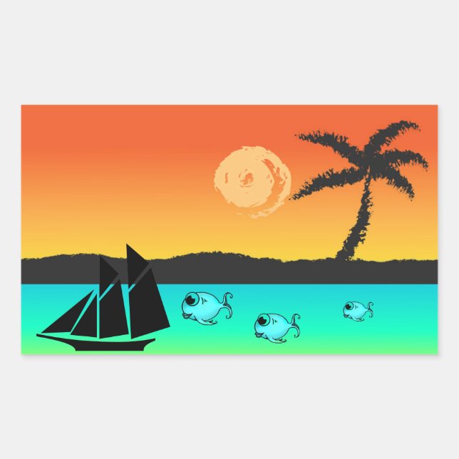 Adesivo Retangular Ilha Sunset (Frente)