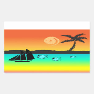 Adesivo Retangular Ilha Sunset