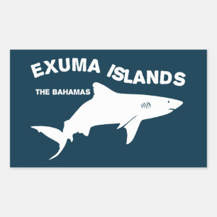 Adesivo Retangular Ilhas Exuma - Bahamas - Mergulho com Tubarões