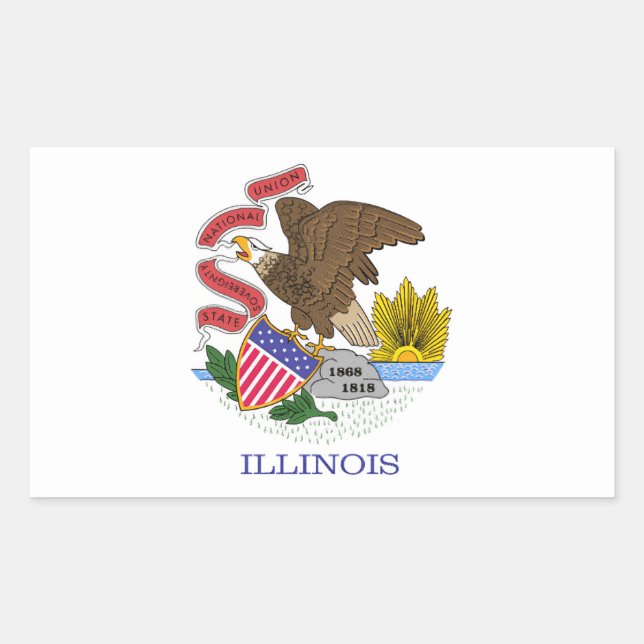 Adesivo Retangular Illinois Flag (Frente)