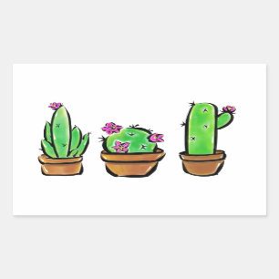 Adesivo Retangular Ilustração Cactus Trio
