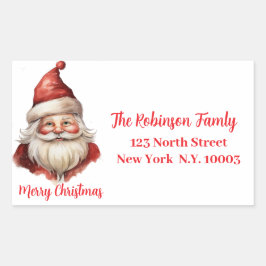 Adesivo Retangular Ilustração de Aquarela Santa Claus