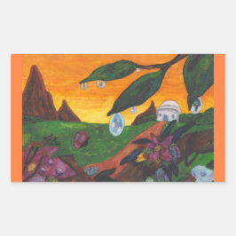 Adesivo Retangular Ilustração de Aquarelas da Borboleta Fantasia Mund