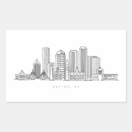 Adesivo Retangular Ilustração Minimalista do Skyline da Cidade de Bos