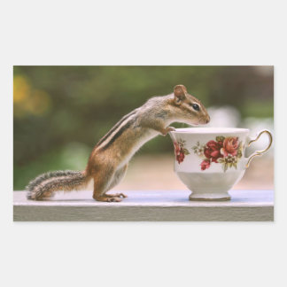 Adesivo Retangular Imagem de Chipmunk com o China Teacup