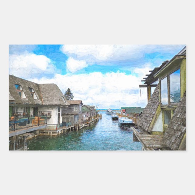 Adesivo Retangular Imagem de Michigan Fish Town (Frente)