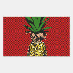 Adesivo Retangular Imagem de Newsprint do Pineapple