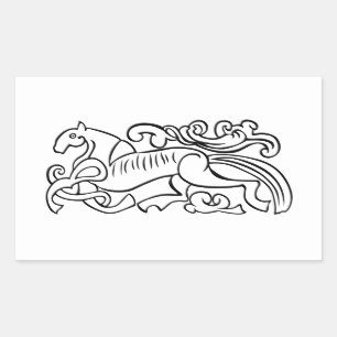 Adesivo Retangular Imagem gráfica a preto e branco do cavalo nórdico