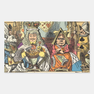 Adesivo Retangular Impressão antiga de Alice no Tribunal Maravilha