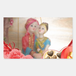 Adesivo Retangular Impressão de Arte Romântica do Coração do Amor