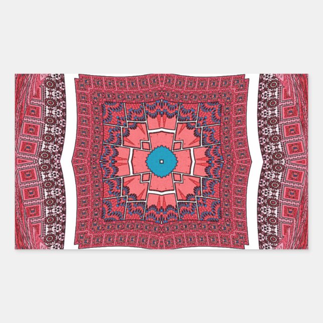 Adesivo Retangular Impressão de Padrão de Cultura Sindhi Tradicional (Frente)
