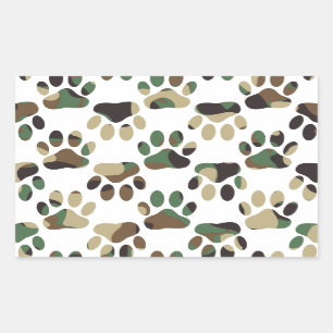 Adesivo Retangular Impressão de Pata de Cachorro Padrão de Camo