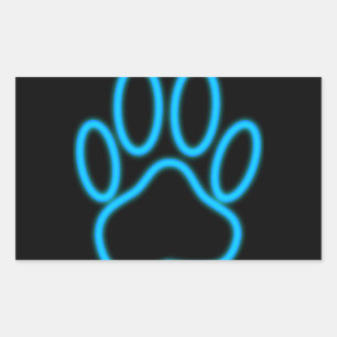 Adesivo Retangular Impressão de Paw Neon Azul