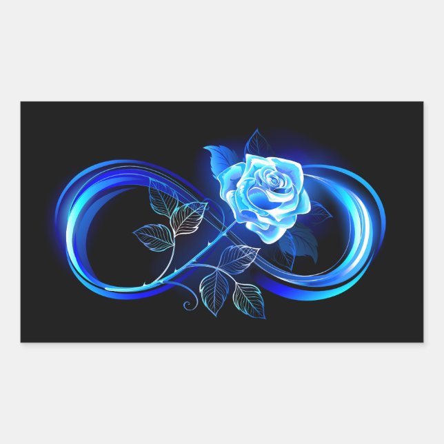Adesivo Retangular Infinito brilhante com rosa azul (Frente)