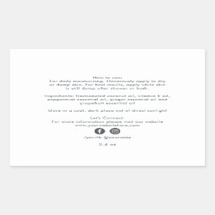 Adesivo Retangular Ingredientes de Produtos de Beleza Orgânicos para