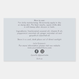 Adesivo Retangular Ingredientes orgânicos de produtos de beleza comer