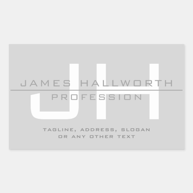 Adesivo Retangular Iniciais Modernos (ou outro texto) em Monogramas (Frente)