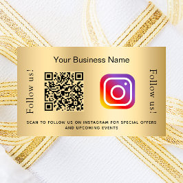 Adesivo Retangular instagrama de código qr de negócios Dourado