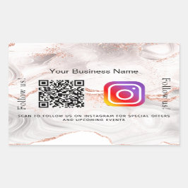 Adesivo Retangular instagrama de código qr do marble business agate r