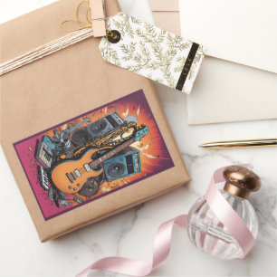 Adesivo Retangular Instrumentos Musicais