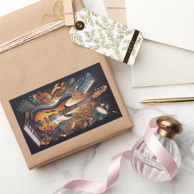 Adesivo Retangular Instrumentos Musicais (Presentear)