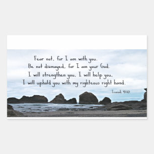 Adesivo Retangular Isaiah 41:10 Não tem medo de eu estar com você...