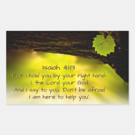 Adesivo Retangular Isaiah 41:13 Eu te seguro na mão direita. Bíblia